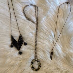 NWOT Chic Black and Gold Necklace Trio
